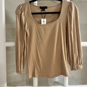 Tan Long Sleeve Square Neck Top